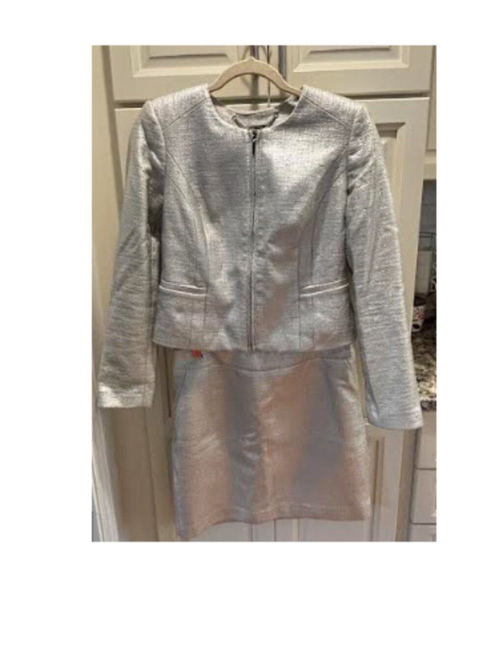 White House Black Market Silver Metallic Skirt & Separate Blazer — Size 4